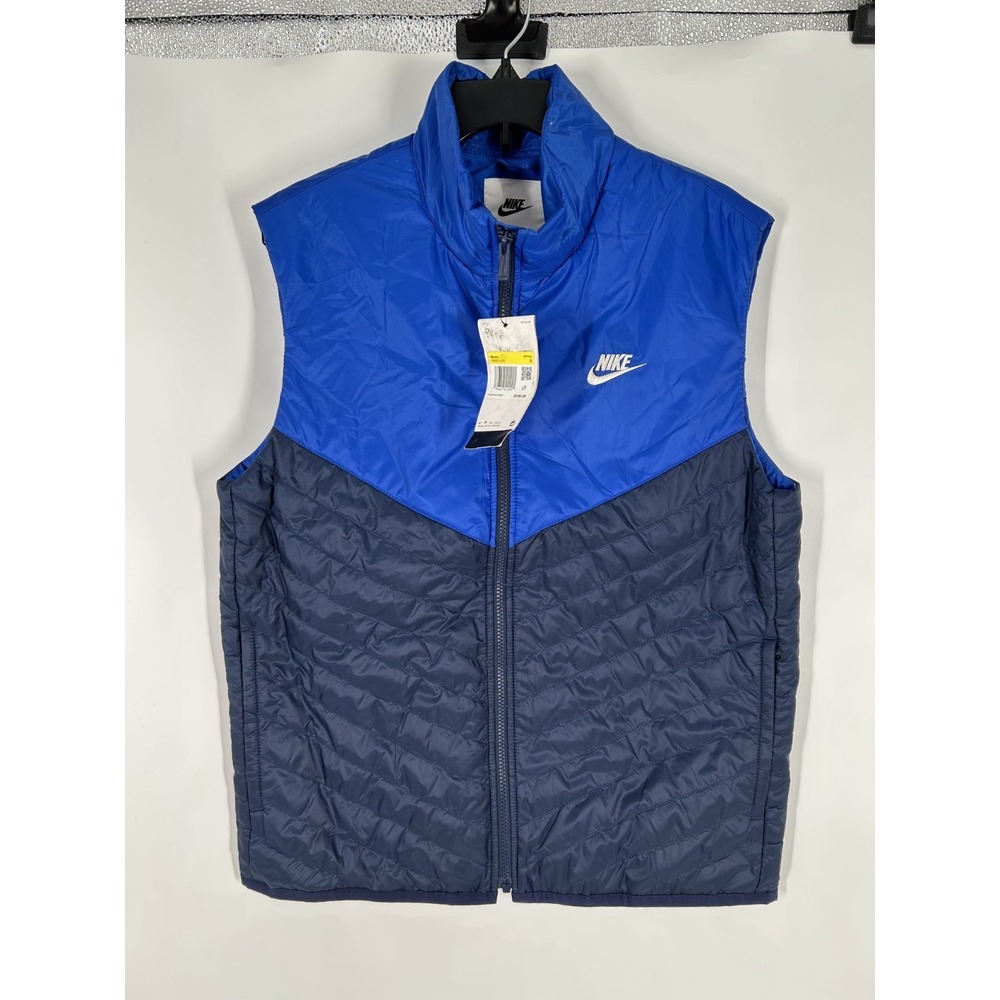 Nike Windrunner Puffer Vest Mens Small Blue Synthetic Fill Therma Fit FB8201-410